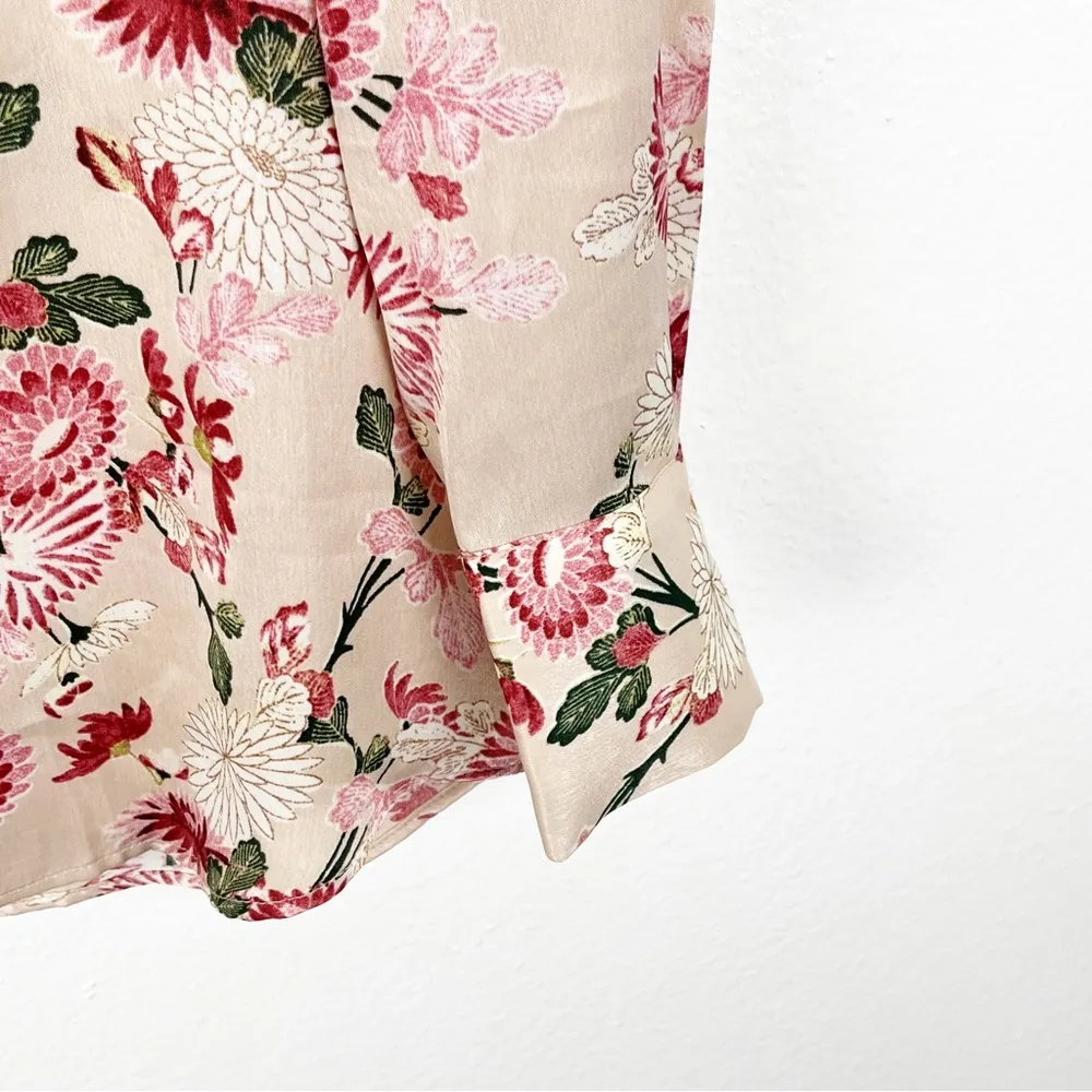 MNG Mango Floral Print Cuffed Sleeves Button Blouse, Size 4 - Image 6