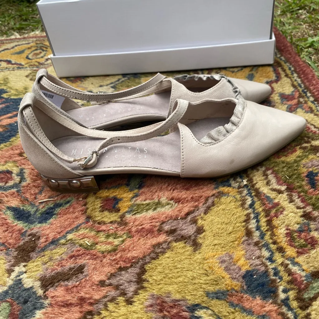 Hispanitas Beige Women's Flats with Ankle Strap Size 6 - Image 5