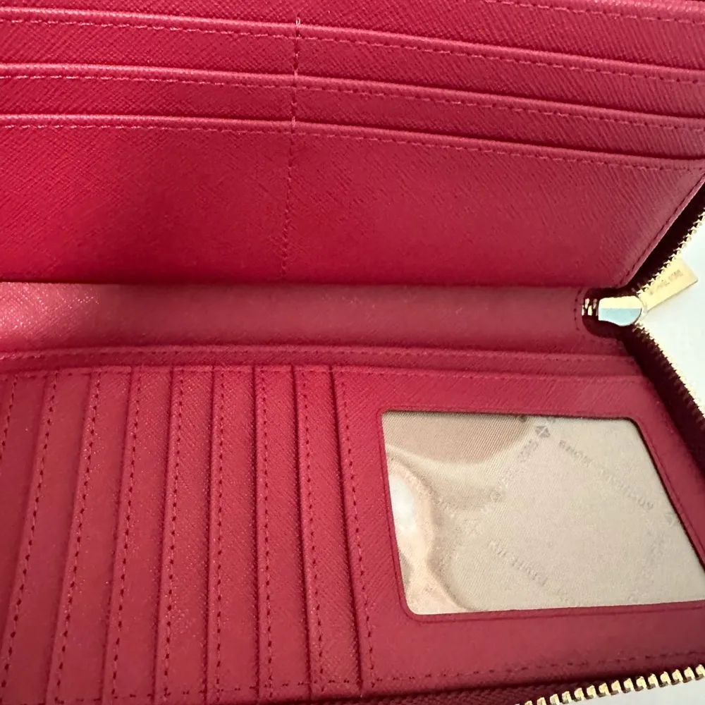 Michael Kors Berry Pink Center Stripe Large Continental Leather Wallet Wristlet - Image 7