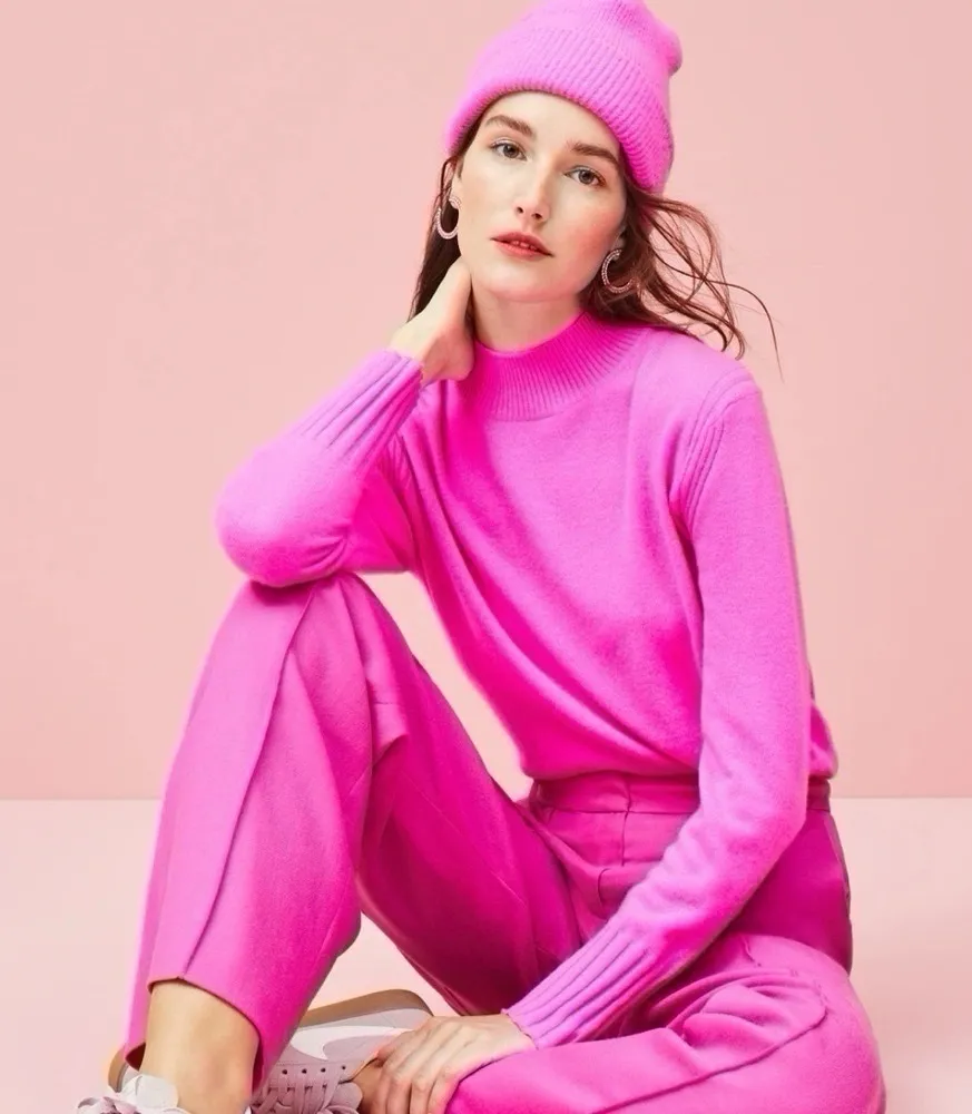 NEW J.Crew Pink Cashmere Mockneck Sweater Size XXS - Image 1