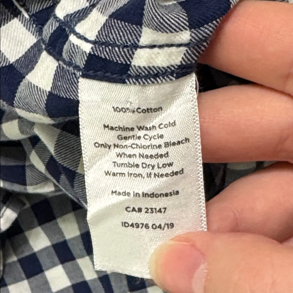 Talbots Blue/White Checkered Button Down Long Sleeves Plaid Shirt size L - Image 8