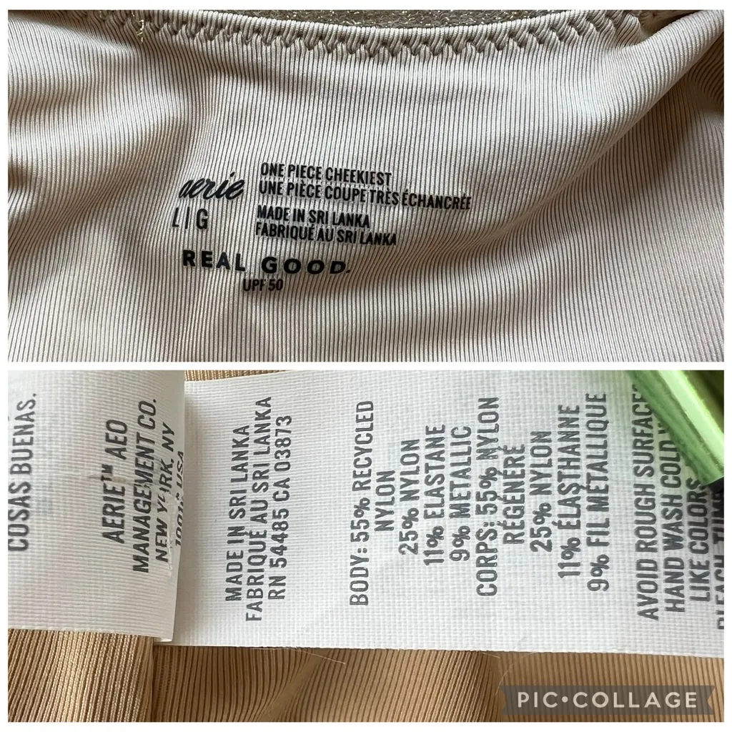 Aerie Babewatch Swimsuit One Piece Cheekiest Sparkle Shimmer Gold L Padded Bra - Image 16