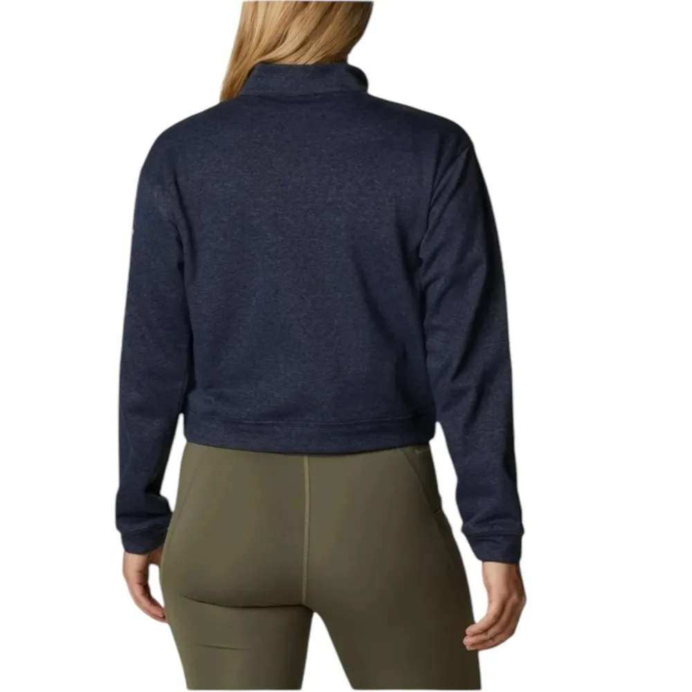 Columbia Navy Blue Heather Trek French Terry Cropped 1/2 Zip Cropped Sweatshirt - Image 5