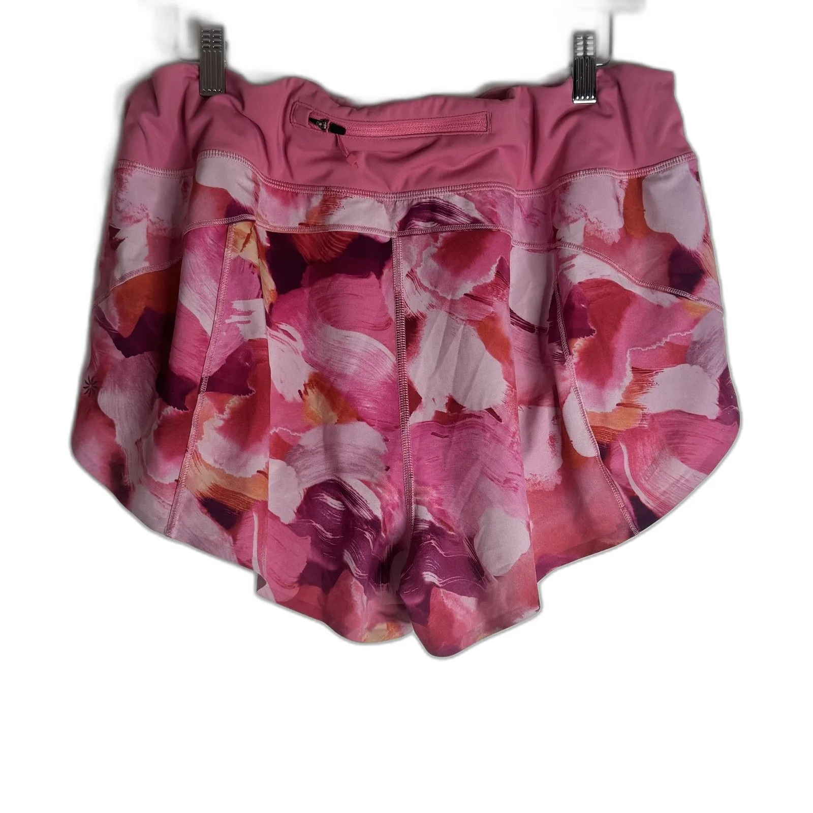 Athleta Printed Run With It Shorts Womens XL Pink Red Athletic 3.5 Inch Pockets - Image 6