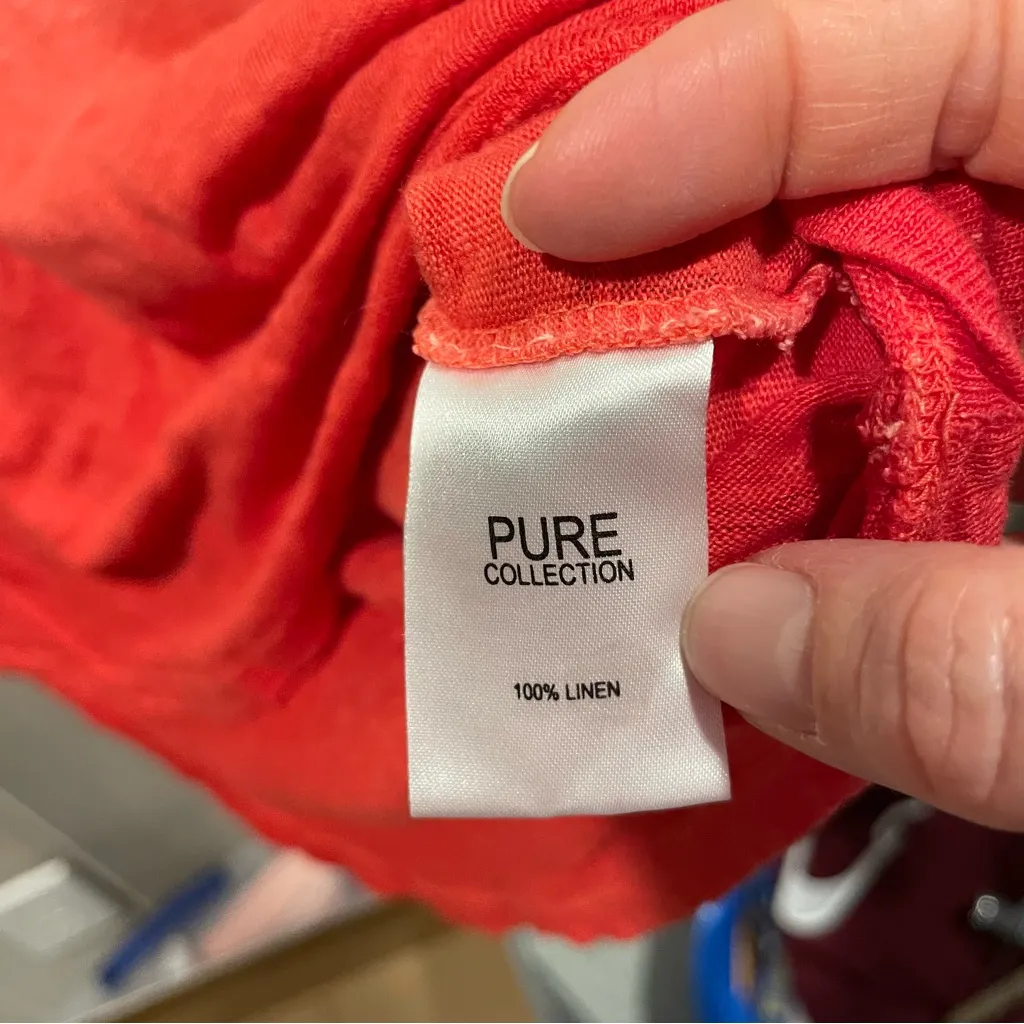 Cute ombre starburst sun goddess linen flowy top short sleeve Pure Collection Orange Size M - Image 6