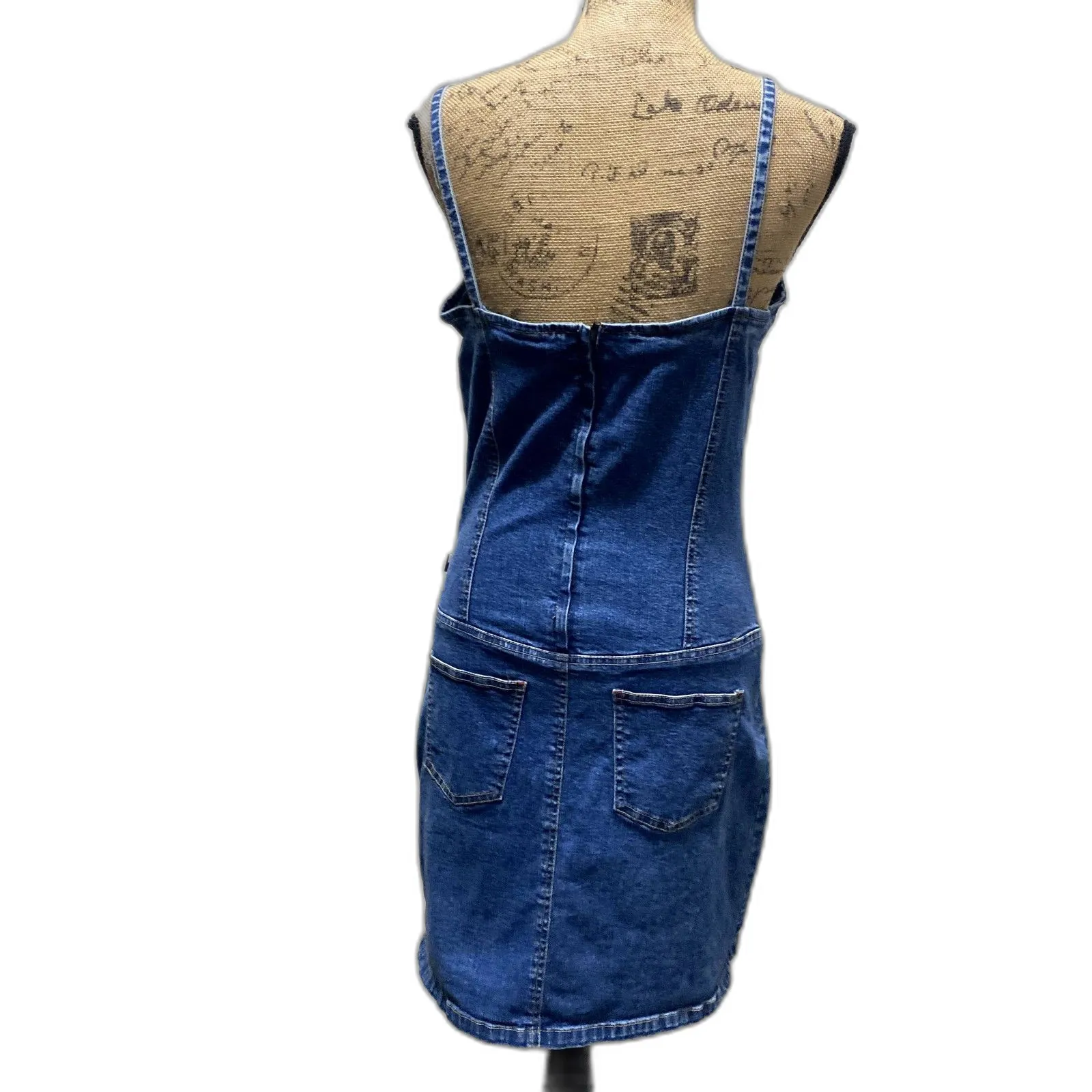 Vintage Y2K Tommy Hilfiger Denim Mini‎ Dress Fitted Stretch Americana Size Large - Image 4