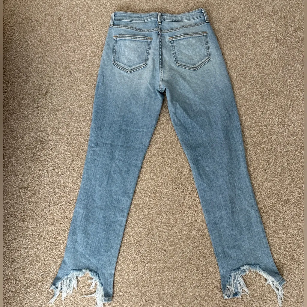 L’AGENCE High Line Distressed Skinny Jeans Classic Braise Chewed Hem Light Wash - Image 4