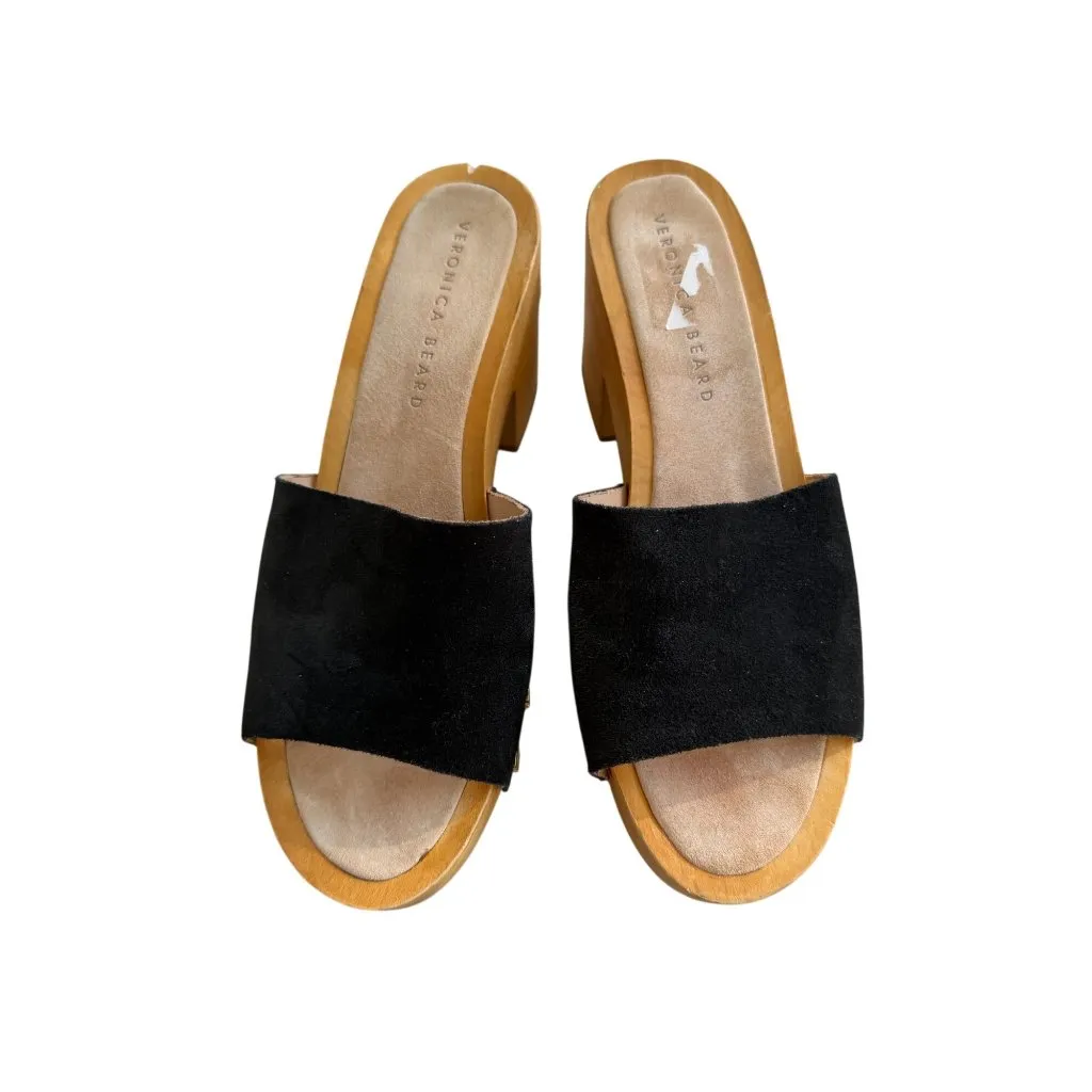 VERONICA BEARD Hannalee Black Suede Clog Sandals Size 9 - Image 8