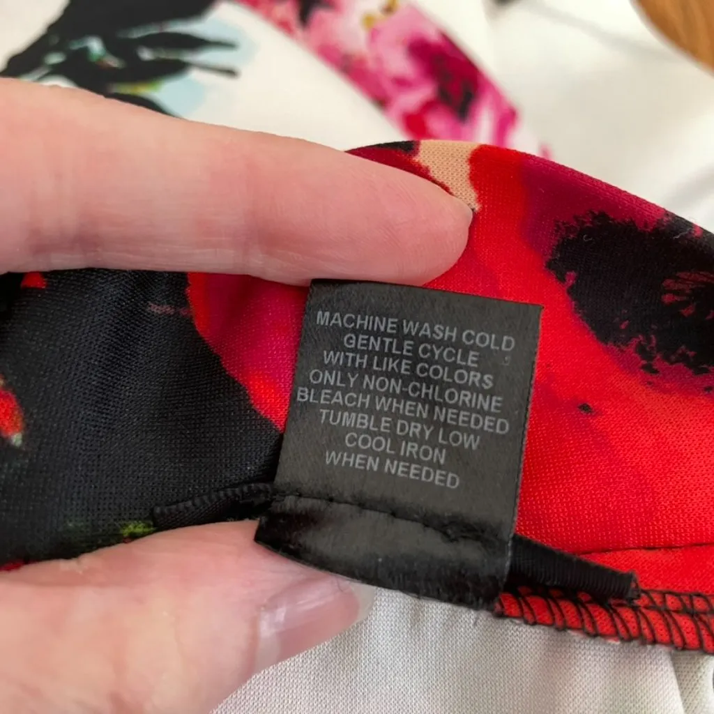 AQUA BLOOMINGDALES Floral Inverted Pleat Skirt Neoprene Mini Skirt Multi A-Line - Image 10