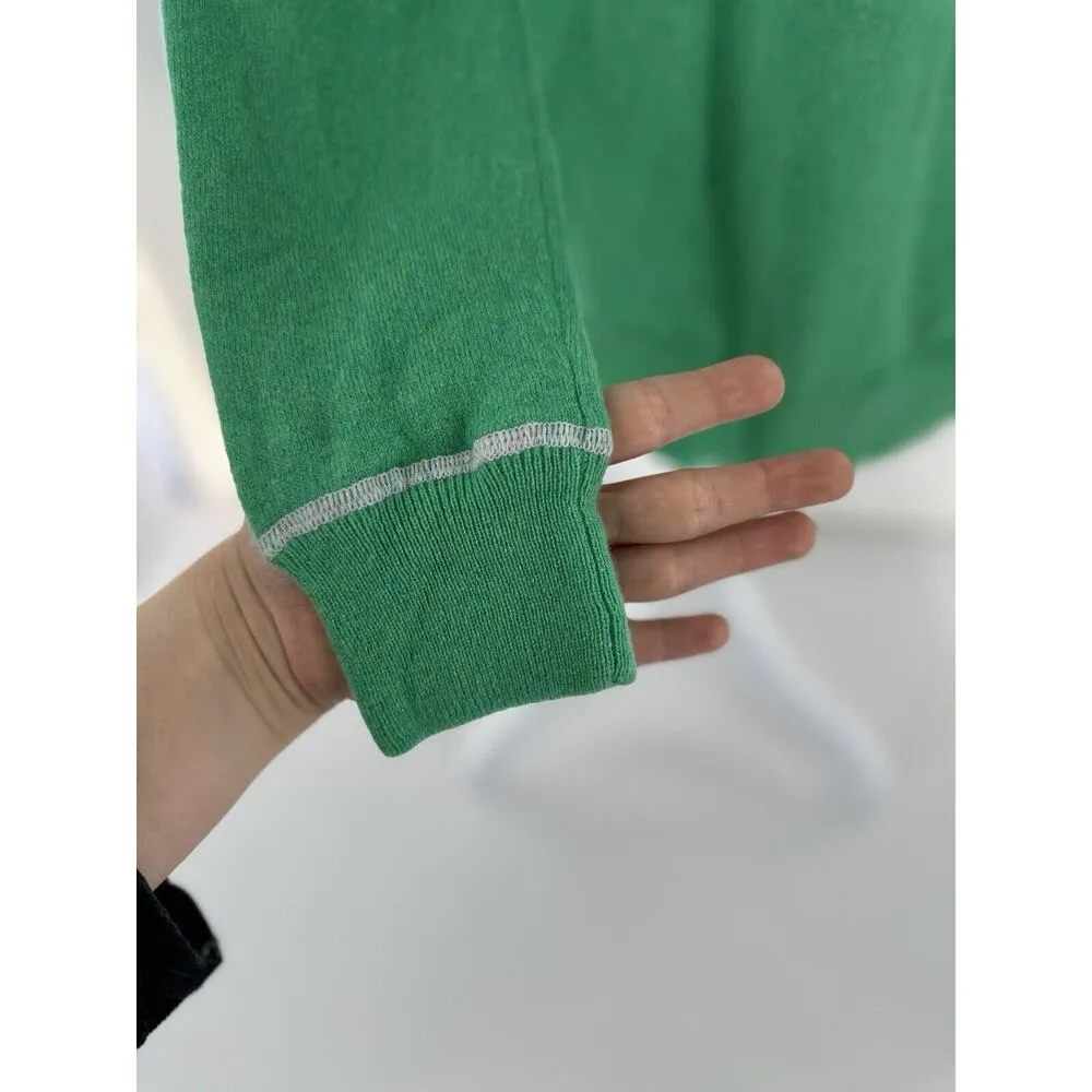 Kinross Cashmere Sweater Sz S 2 Ply Coverstitch Zip Sweatshirt Green Preppy $425 - Image 6