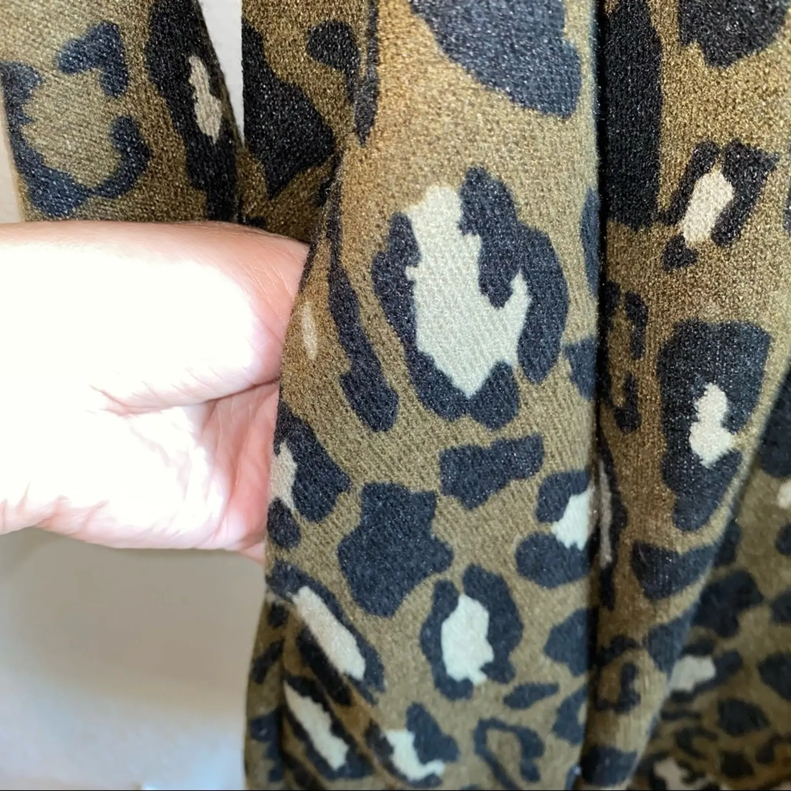 Peach Love Leopard Print Sweater Dress Small Cozy Knit Long Sleeve - Image 3