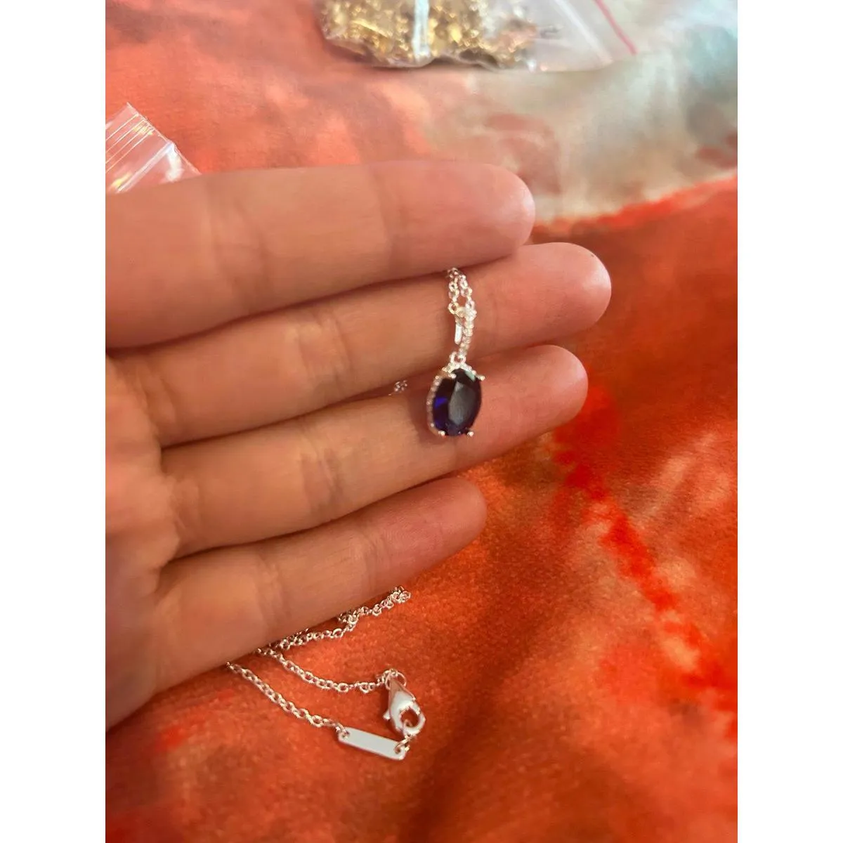 Necklace c15 19 inch dark blue silver plated - Image 6