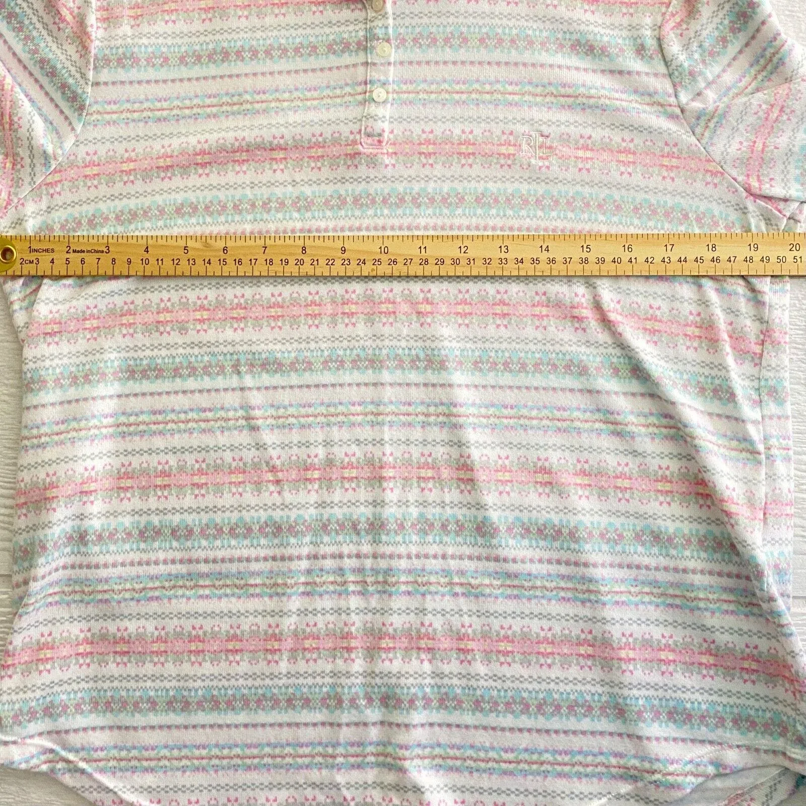 Lauren Ralph Lauren Womens Pink Long Sleeve Sleepwear Pajama Top Size M - Image 7