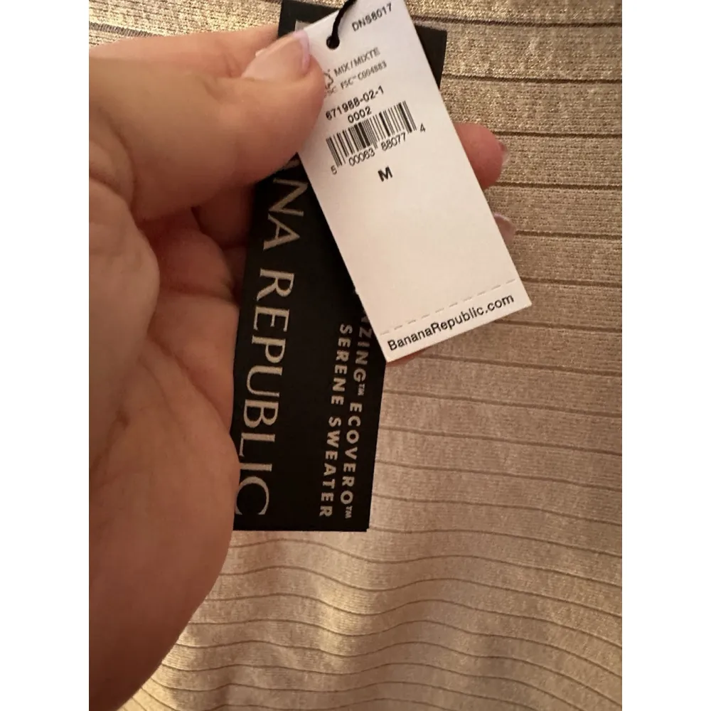 Banana Republic Ribbed Funnel-Neck Sweater Heather Oatmeal NWT Medium - Image 9