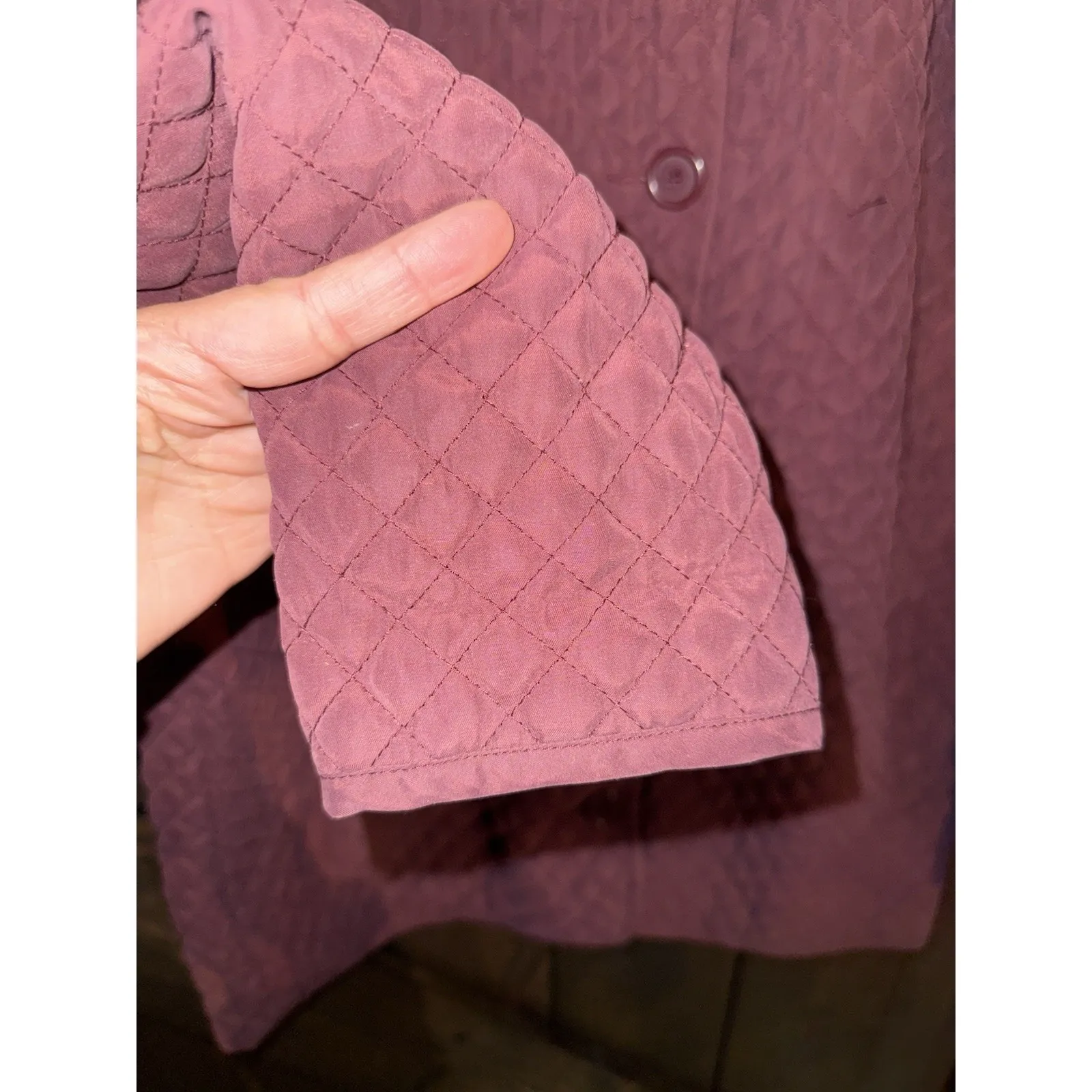 Women's Sz M‎ Medium Quilted Burgundy Jacket Homegrown Fisherman's Button Red - Image 5