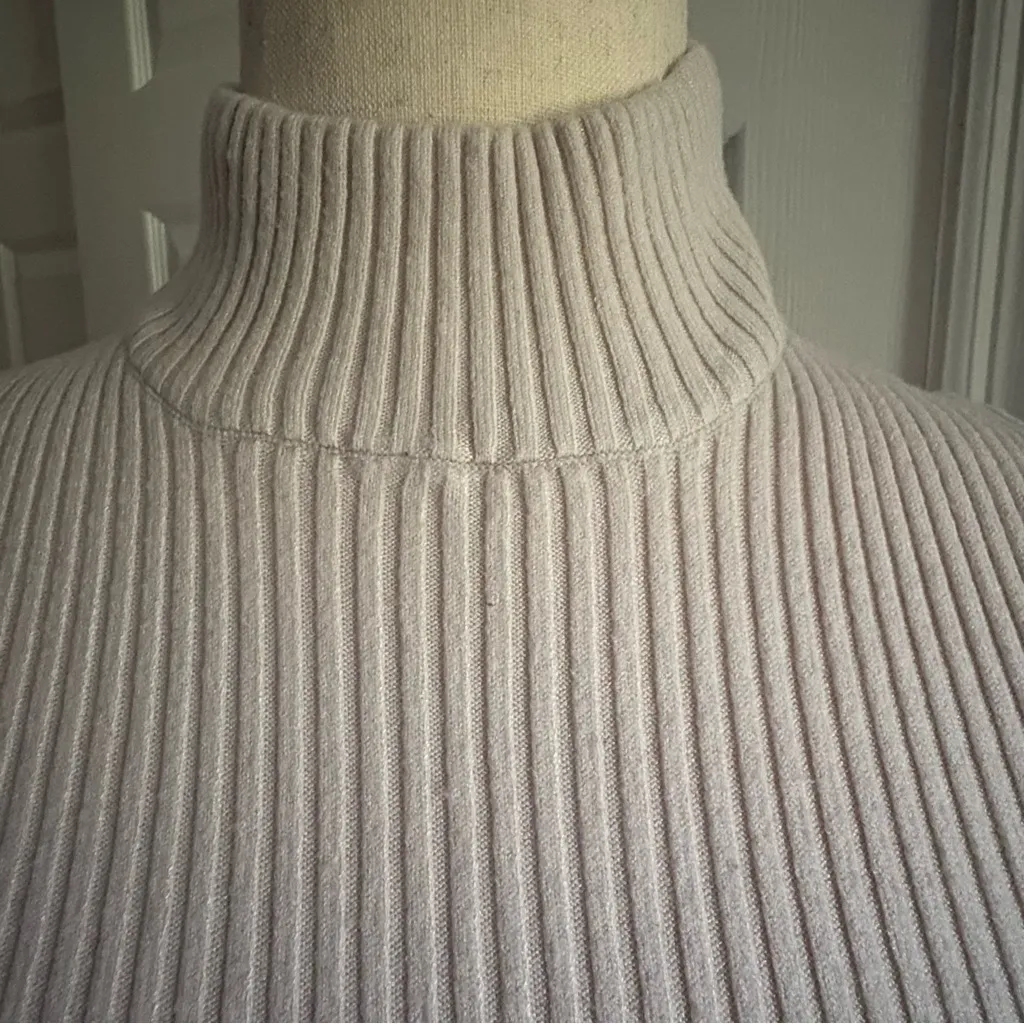 Magaschoni Ribbed Mock Neck Tank Dress (XS/S) – Cream Midi Slit Quiet Luxury - Image 3