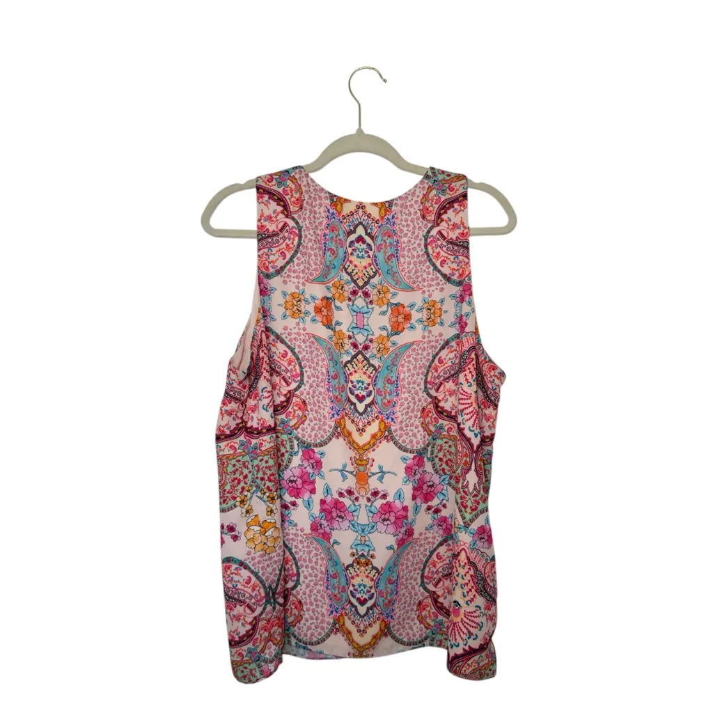 Tabitha Webb XL V Neck Paisley Boho Multicolor Sleeveless Blouse - Image 2