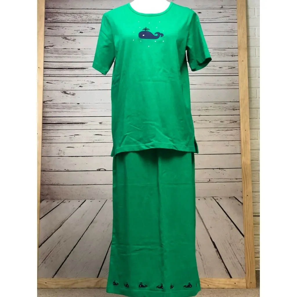 NWT Quacker Factory Maxi Skirt Set‎ w Shirt size Small Whale Rhinestones Green - Image 2