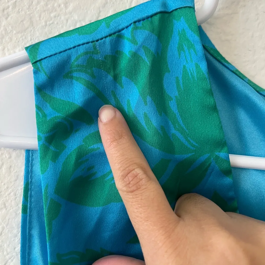 NWT‎ Adrianna Papell Blue Floral Print Smocked Waist Dress Size 14 - Image 8