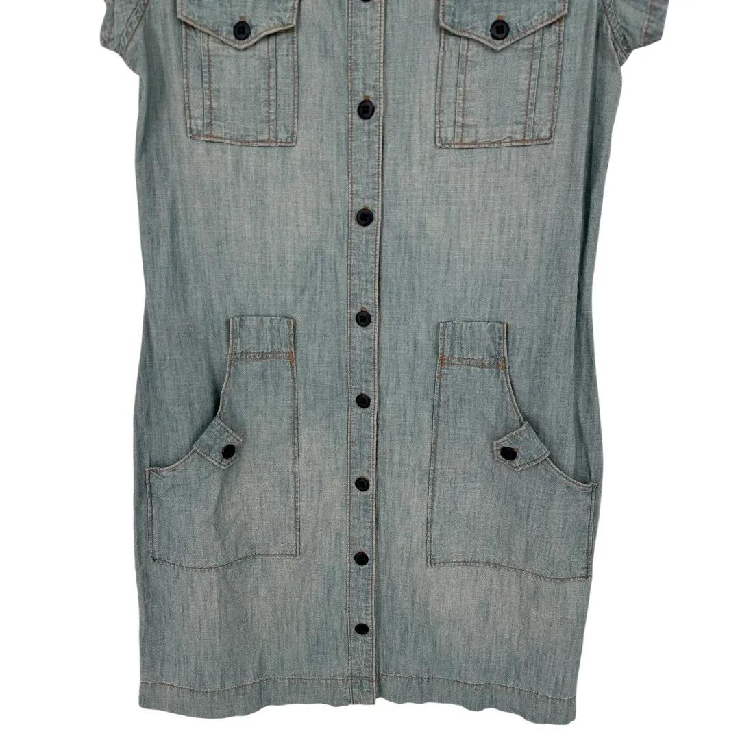 Lucky Brand Dungarees Denim Romper Shirt Dress Size Small Y2K Western Festival - Image 11