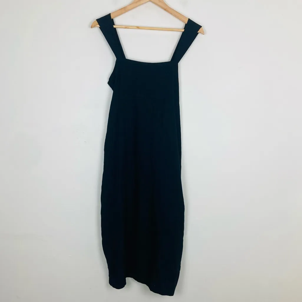 Anthropologie PILCRO black square neck tie back linen blend midi dress. Small - Image 6