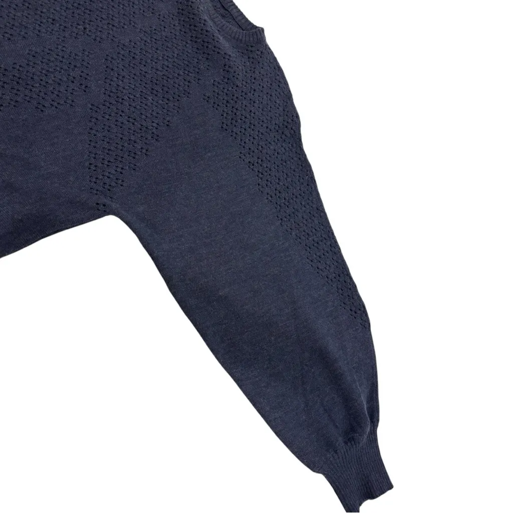 MICAELA GREG Knitted Notched Hem Long Sweater With Front Pockets, Wool, Size S/M Blue - Image 4