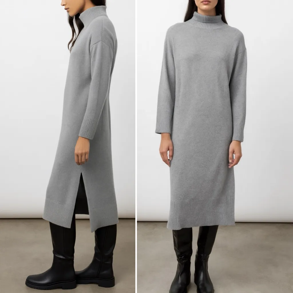 Rails Mila Heather Grey Merino Wool Blend Mockneck Sweater Dress Midi Size Large - Image 11