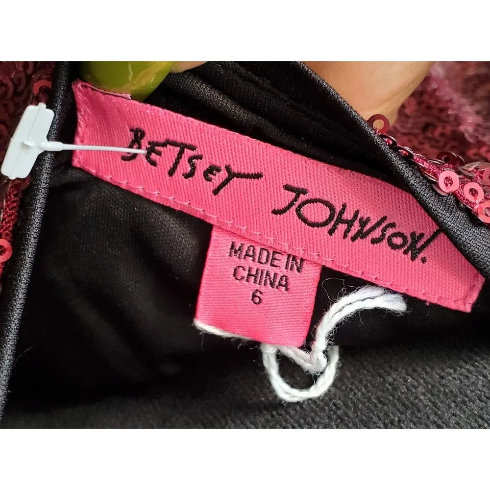 Betsey Johnson Women's Burgundy Ombre Sequin Valentine's Day Party Dress Sz 6 - Image 9