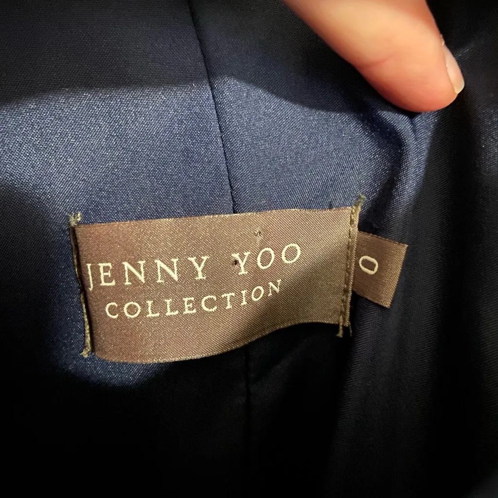 Jenny‎ Yoo women’s navy blue Isabel chiffon fit and flare dress size 0 - Image 3