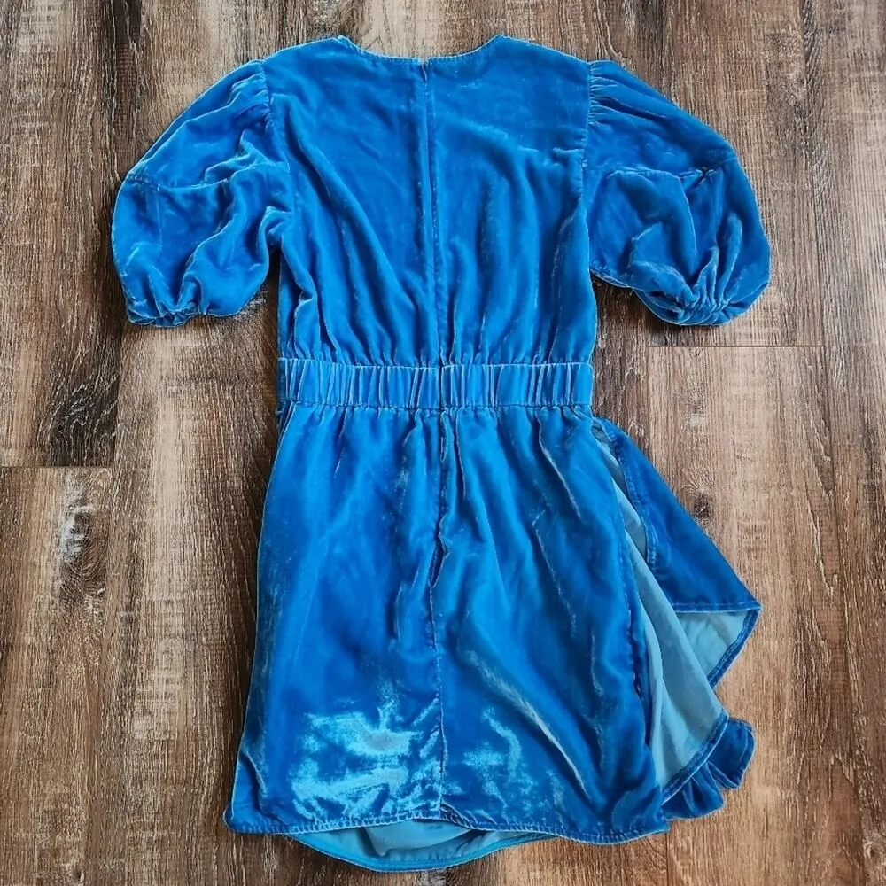 Rhode Pia Draped Velvet Mini Dress In Turquoise Size XS Sleeveless Blue - Image 9