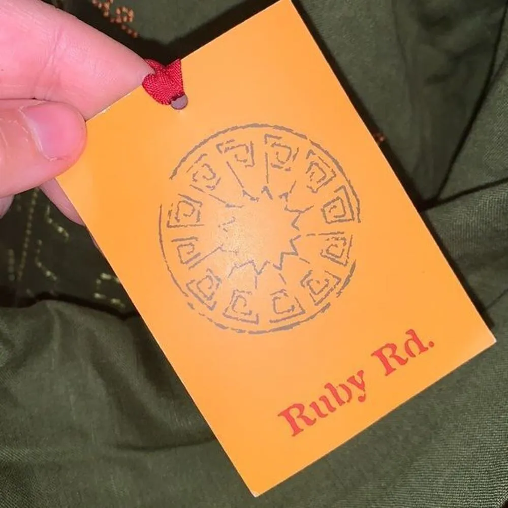 Ruby Rd Womens Shirt Jacket Embroidered Beaded Linen Blend Green Size 10 - Image 11