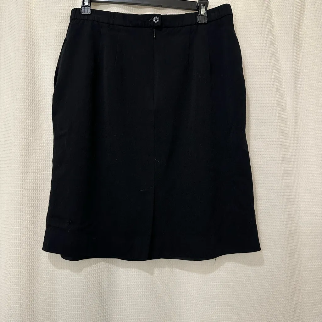 Vintage‎ 90s Lands' End Black Wool Skirt Size 16 USA Made A-Line Lined Classic - Image 2