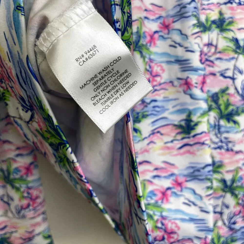 Stella Parker Pink Top Large Long Sleeve 1/4 Zip Floral UPF Golf Hiking Stretch Blue - Image 11