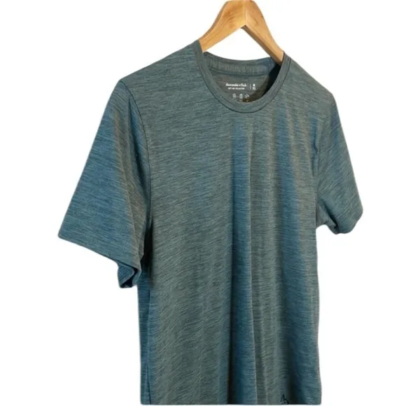 Abercrombie & Fitch Soft A&F Collection Heathered‎ Green Short Sleeve Long Top - Image 4