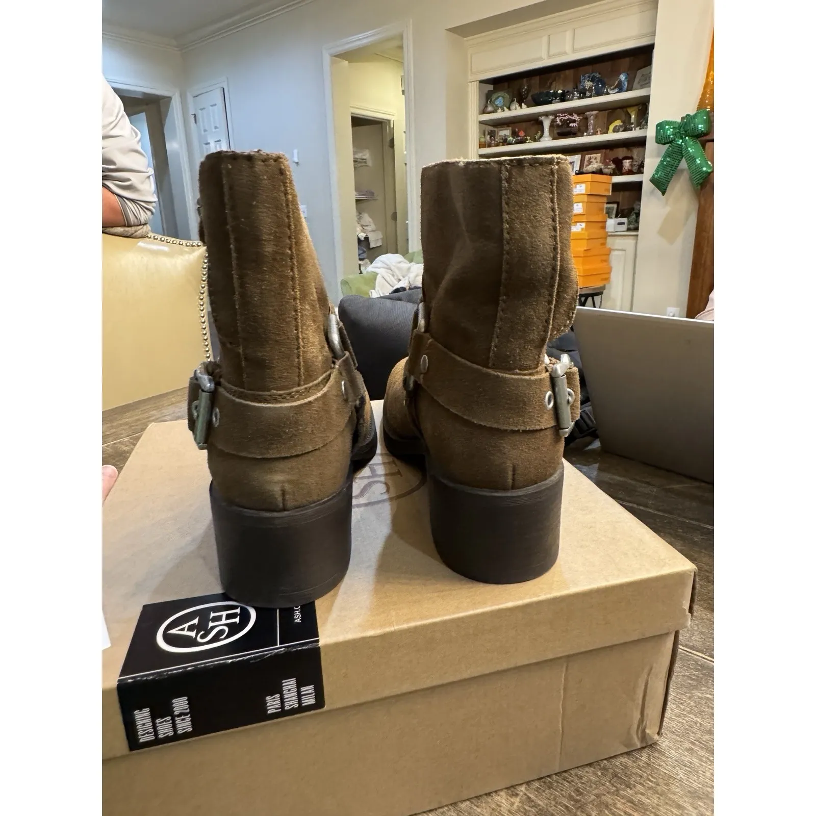 ASH 50mm Texas Suede Boots Women's Size 40 US @ 9  424144 Land Moto Boho - Image 5