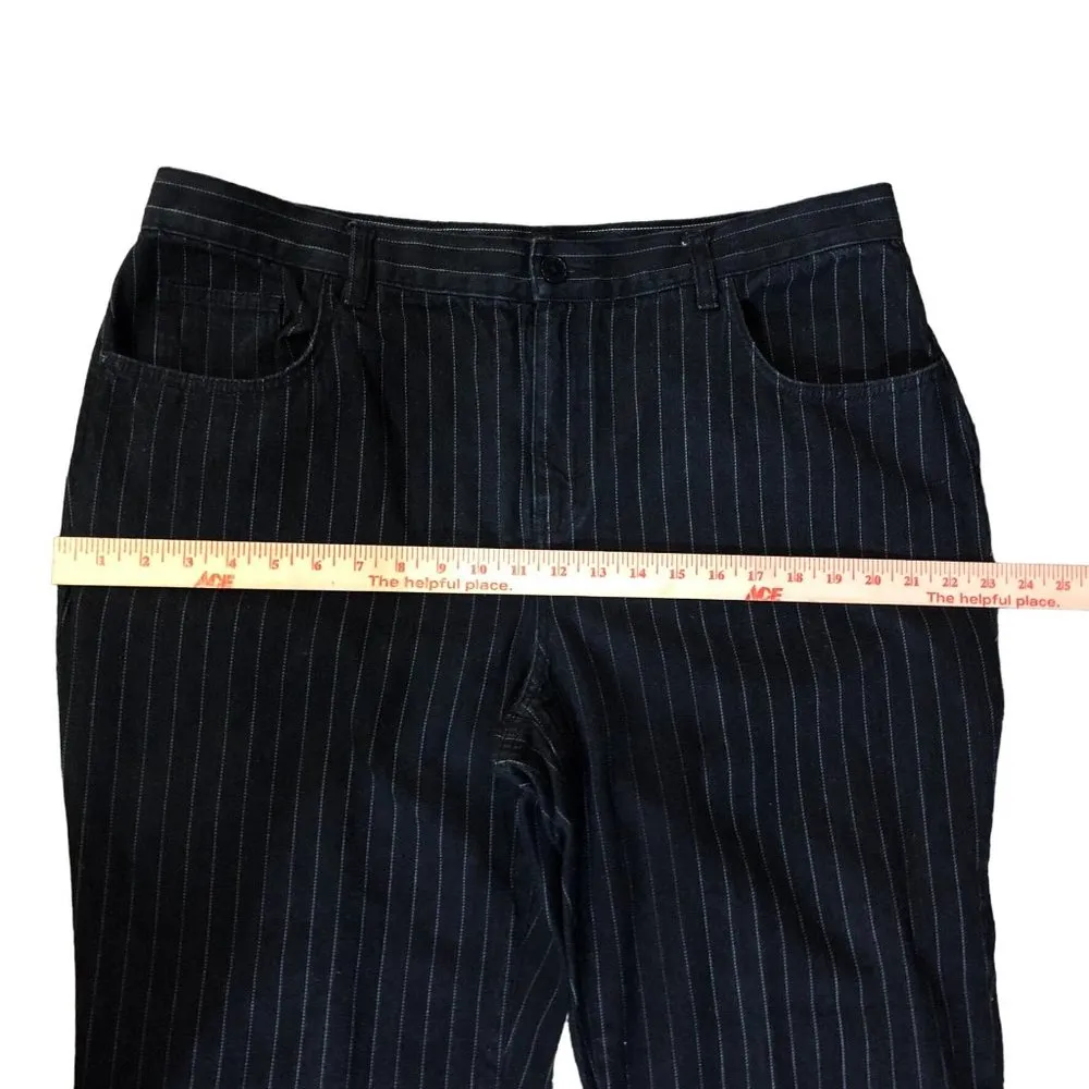 Vintage Lauren Ralph Lauren Denim Pants Womens 16W Used Dark Blue Pinstripe - Image 13