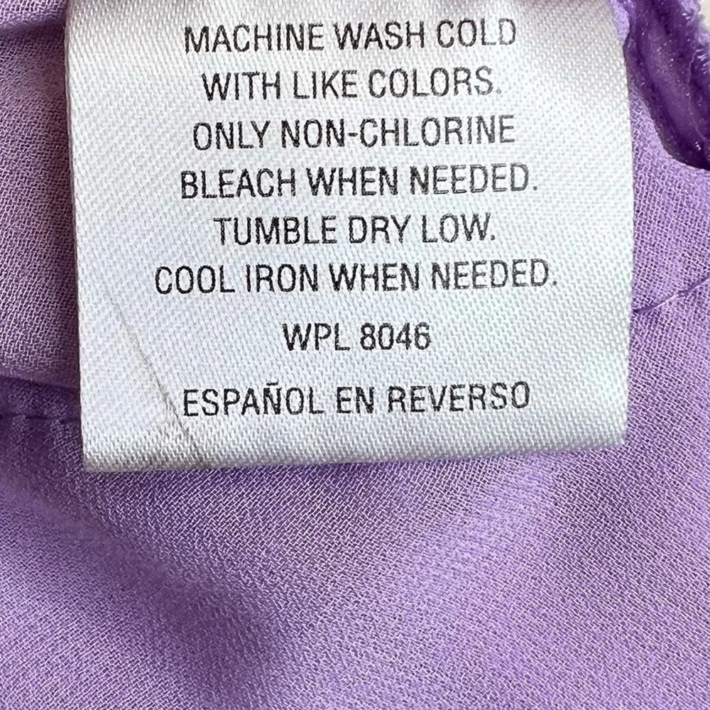 Bar III lavender semi sheer tiered ruffle hem chiffon sleeveless blouse tank M - Image 5