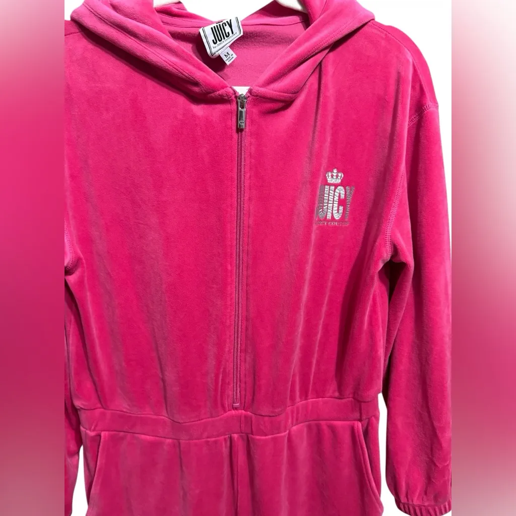 Juicy Couture Zip-up Velour Jumpsuit Hot Pink Y2K Soft Comfort Barbiecore Sz M - Image 7