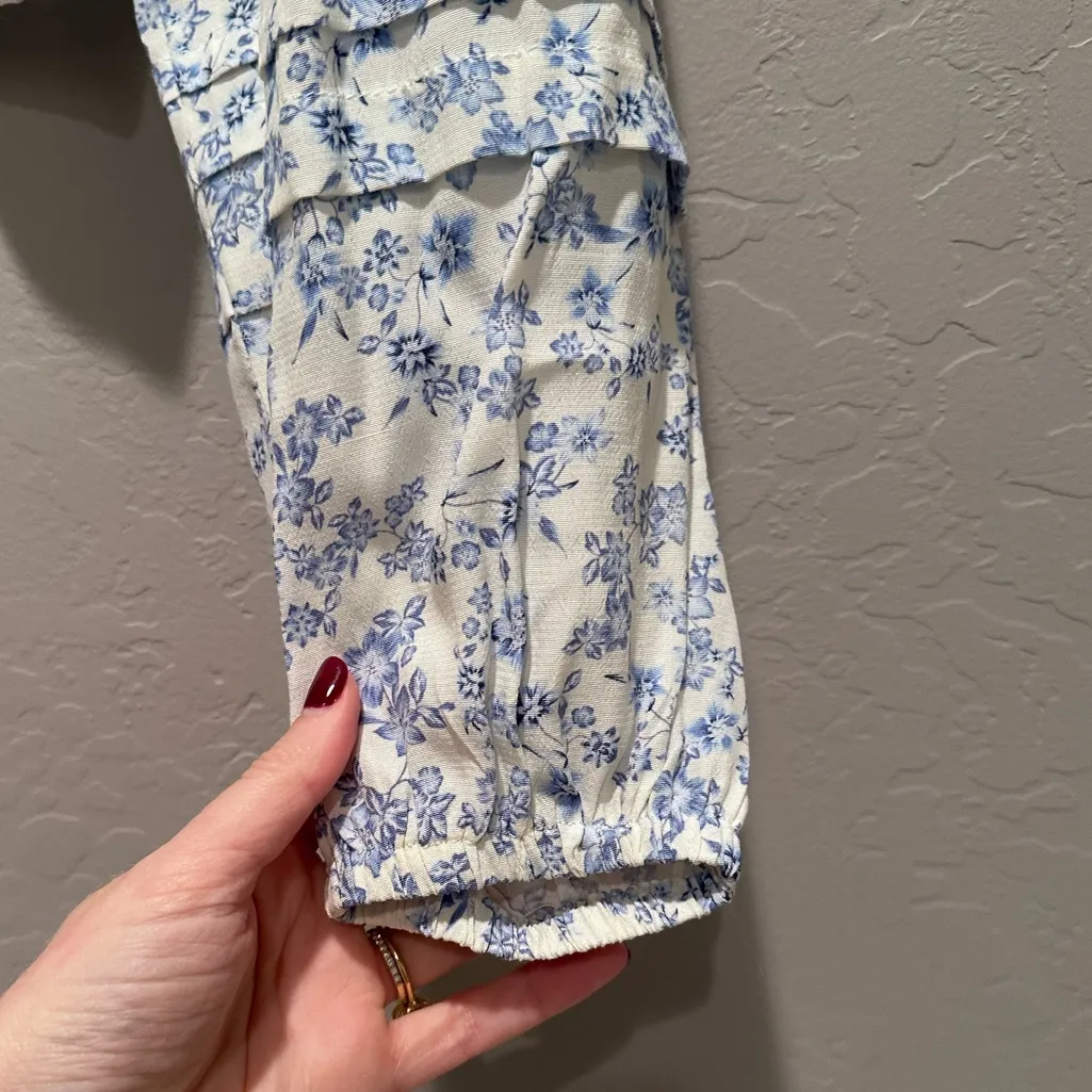 Z Supply Nylah Tropez Blue White Floral‎ Long Sleeve Top Size XS - Image 8