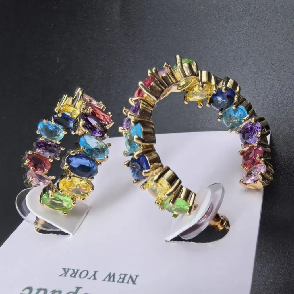 Kate Spade Colorful Gemstone Hoop Earrings - Image 3