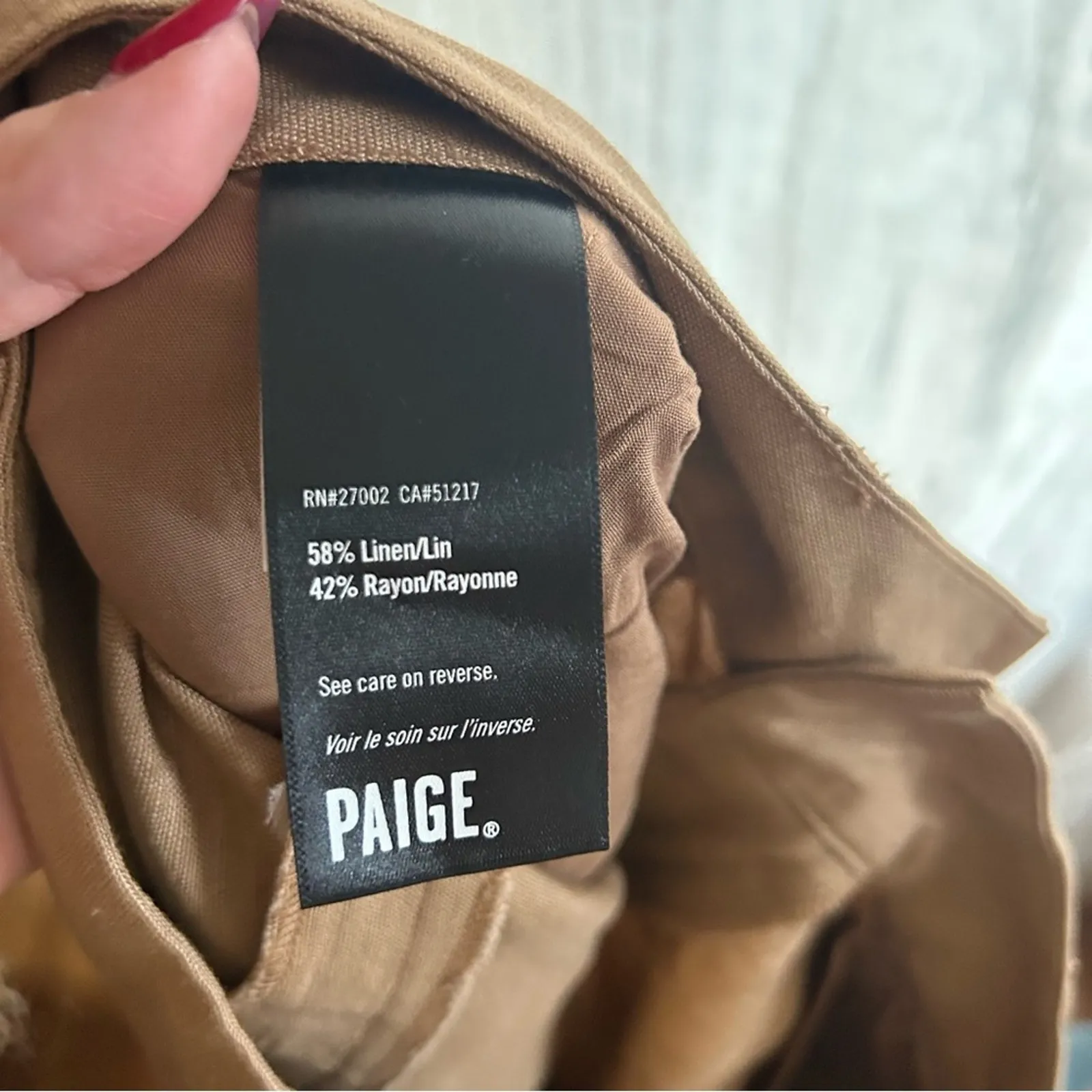 PAIGE Dallas Pants Old‎ Money Tan Linen Straight Leg Pleated Trousers NEW Size 4 - Image 6