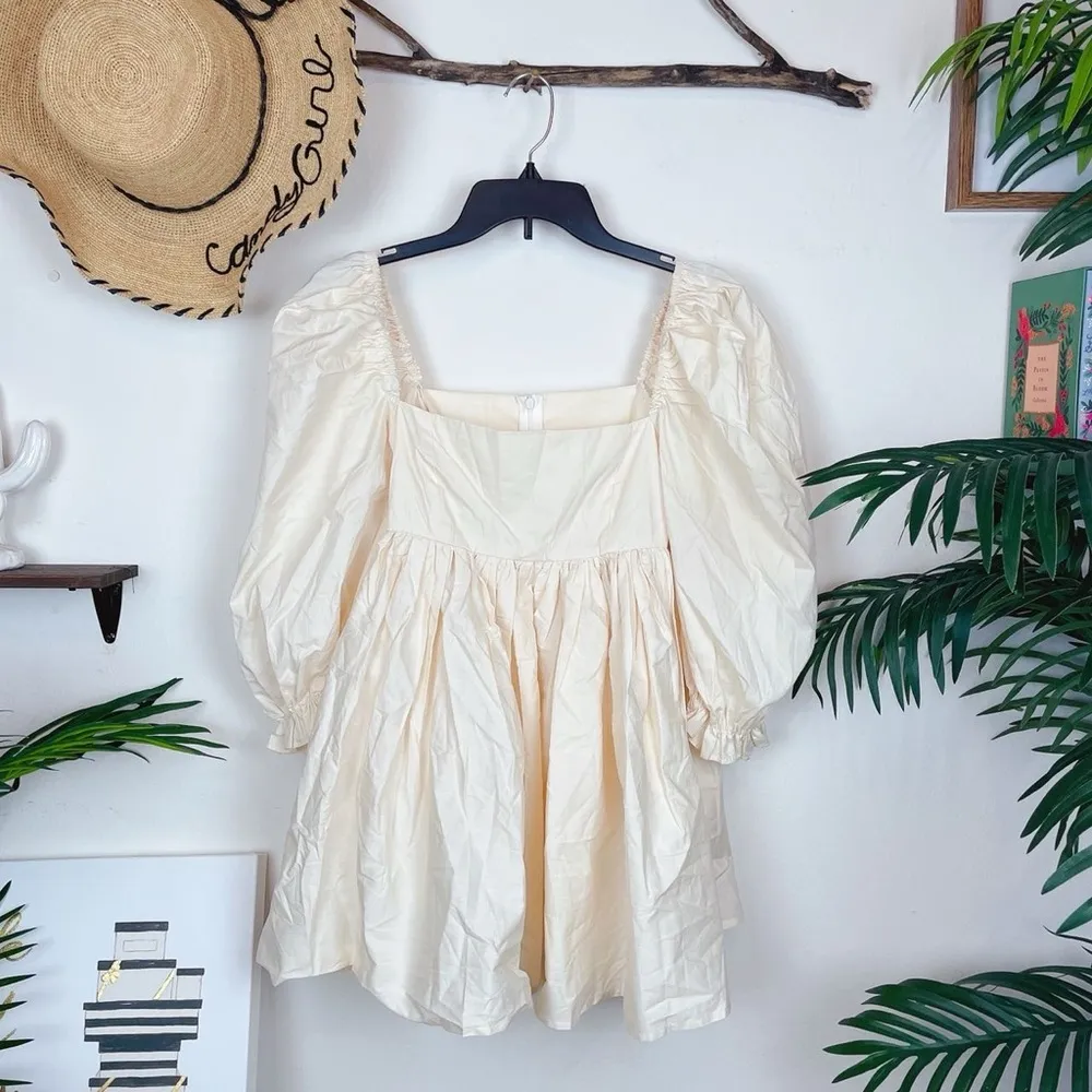 J.ing Nude Babydoll Cotton Mini Dress Tan Size M - Image 2