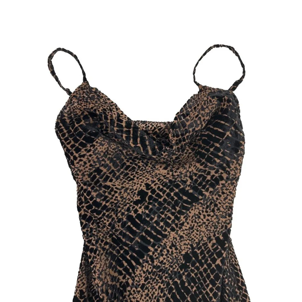 Hutch - Cowl Neck Side Slit Sleeveless Midi Dress in Brown & Black - Image 2