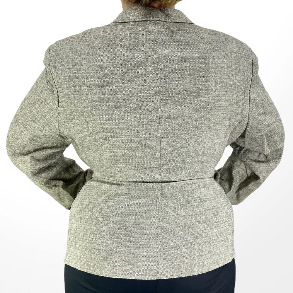 Y2K Vintage Jones New York Stretch Wool & Silk Blend Gray Barleycorn Blazer - Image 3