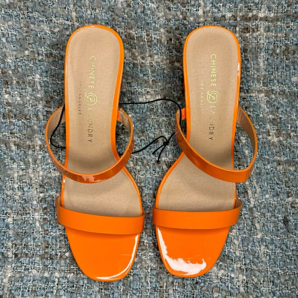 Chinese Laundry Tete Patent Heeled Sandal in Orange - Image 8