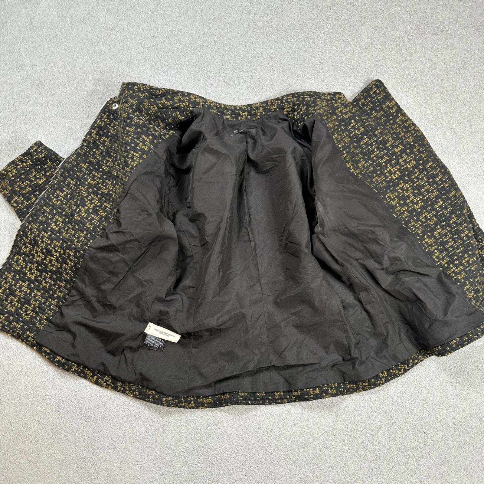 Ann Taylor Tweed Moto Jacket Blazer Women 4 Black Gold Zipper Embellished Chic - Image 4