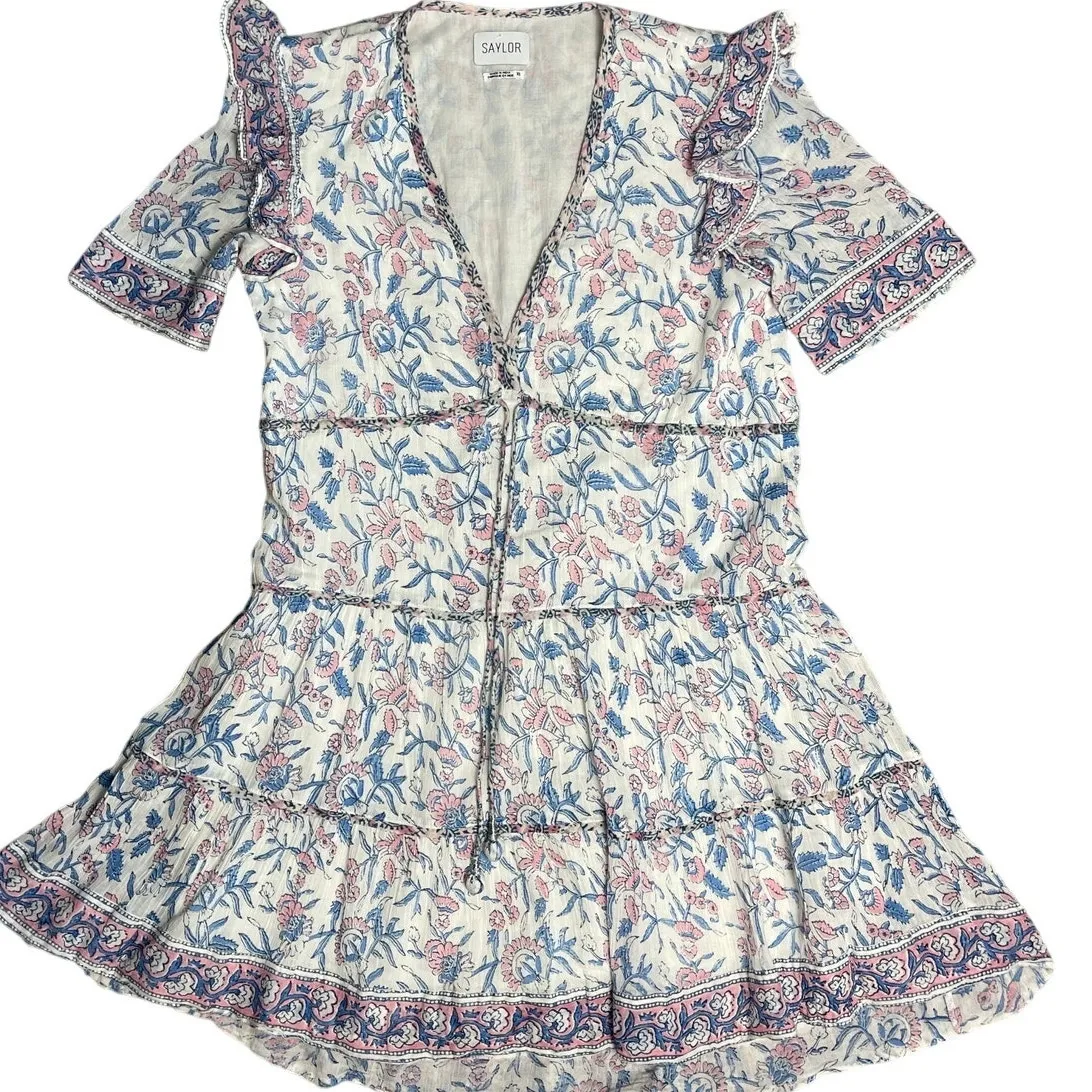 Saylor NYC Evelynne Ruffled Mini‎ Dress in Lotus Black Floral Size XS - Image 5