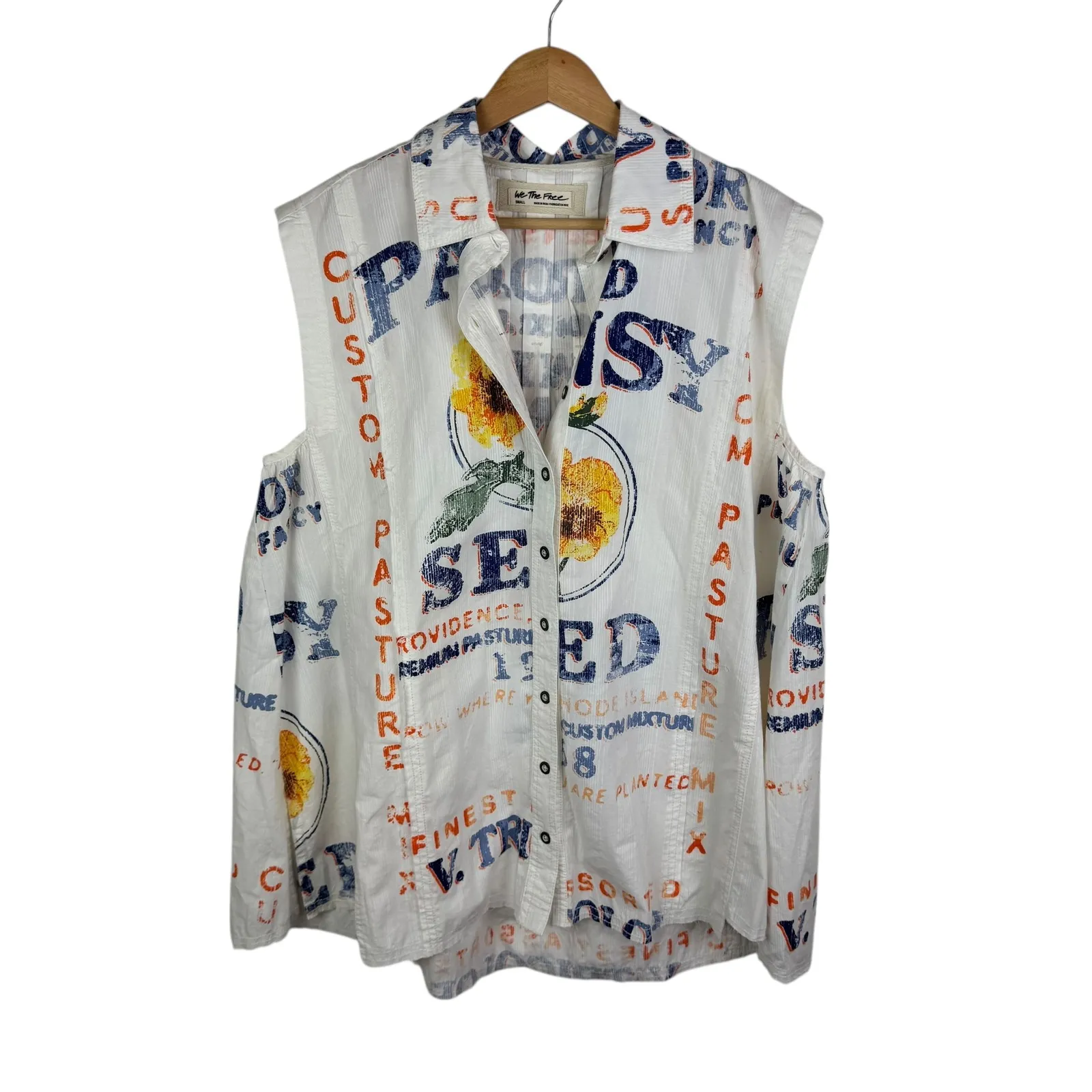 Free People We The Free Moon Flower Top Small Seed‎ Print Button Down Oversized - Image 2