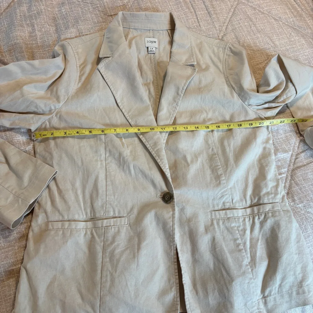 J. Crew Linen Cotton 1-Button Blazer Cream Coastal Preppy Academia Women 14 - Image 5