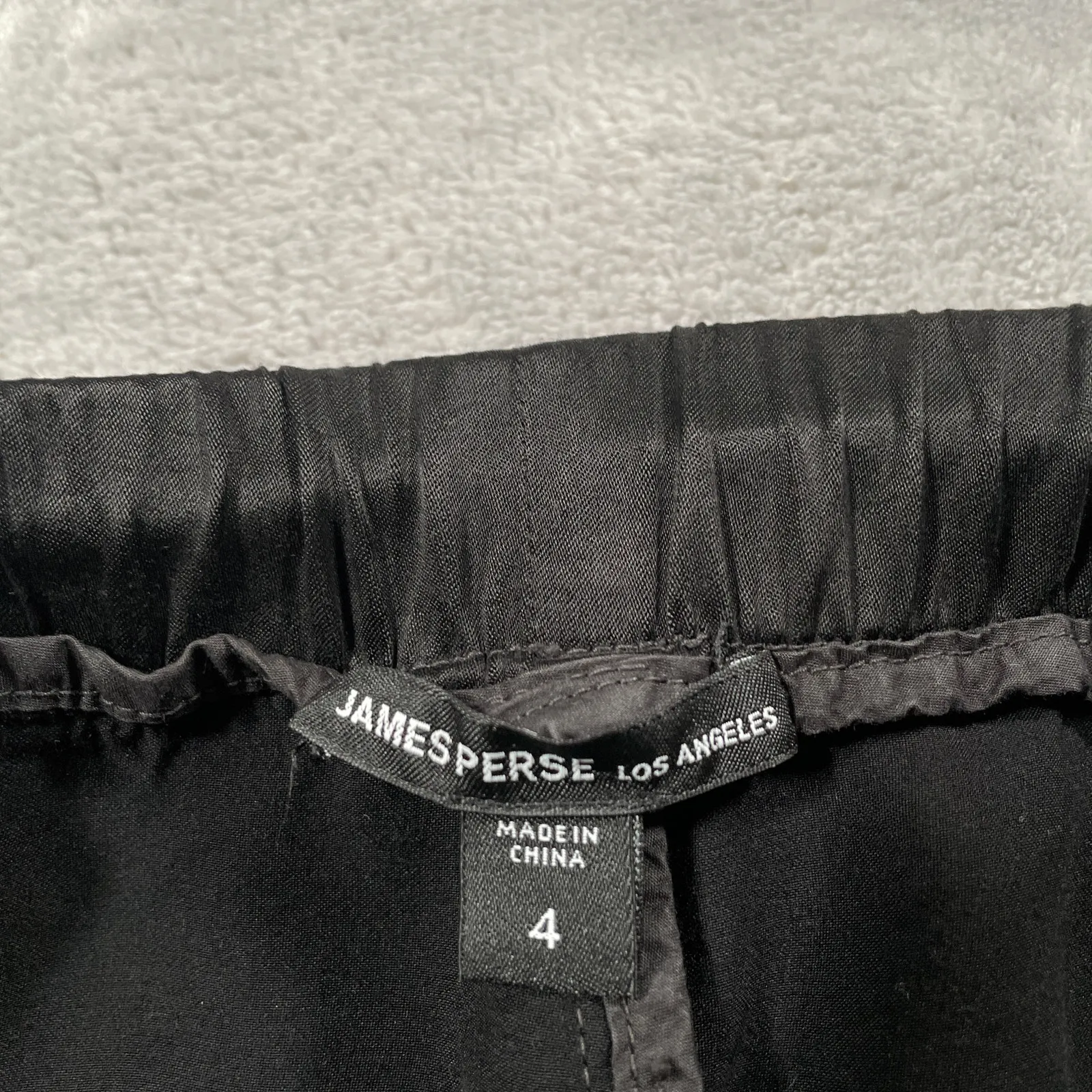James Perse Pants 4 XL Black Satin Wide Leg Evening Dressy Drawstring Silky - Image 3